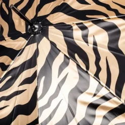 Zebra Print Umbrella – Black and Gold – UV Protective