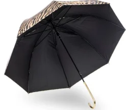 Zebra Print Umbrella – Black and Gold – UV Protective